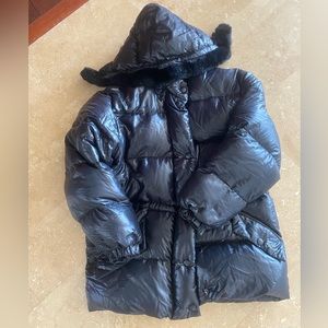 Vintage black fur hood moncler jacket